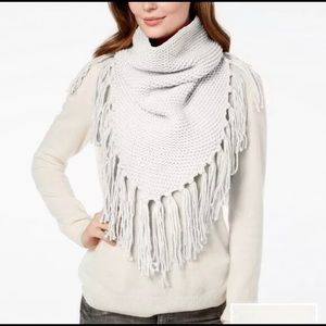 Steve Madden Ivory Fringe Crochet Scarf